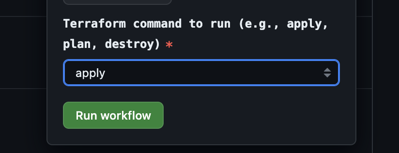 GitHub Actions select Terraform command